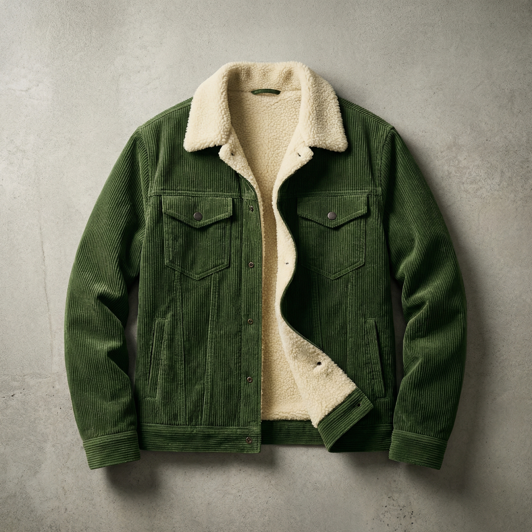 Men's Sherpa-Lined Corduroy Trucker Jacket in a Tailored Fit