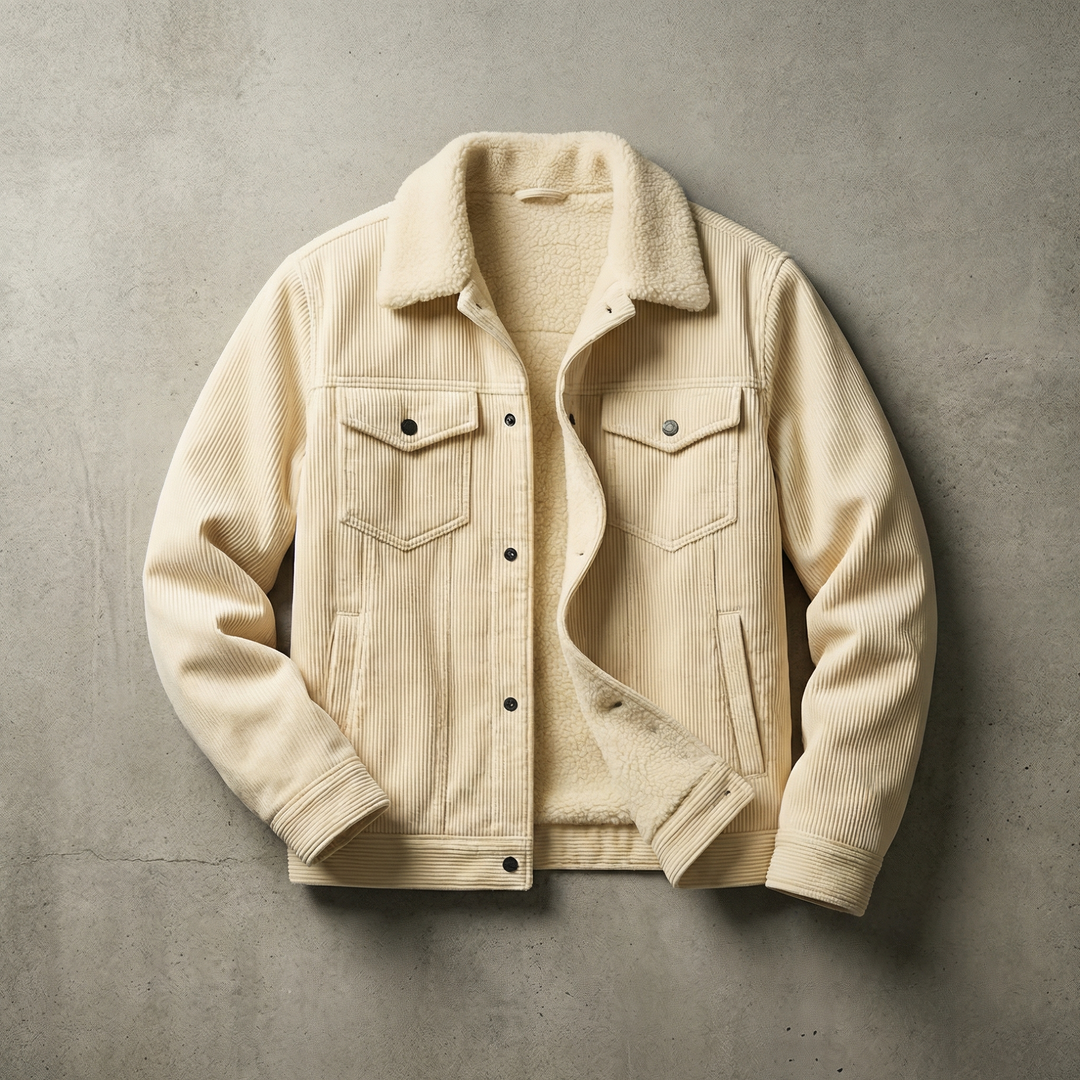 Men's Sherpa-Lined Corduroy Trucker Jacket in a Tailored Fit