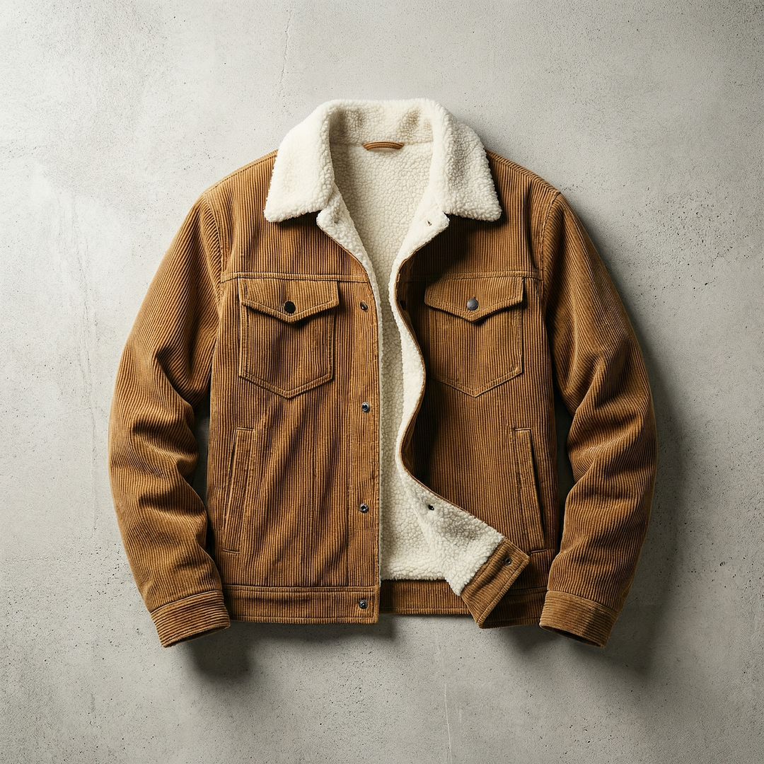 Men's Sherpa-Lined Corduroy Trucker Jacket in a Tailored Fit