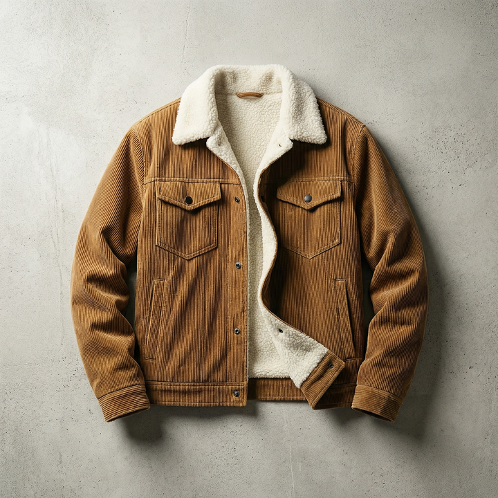 Men's Sherpa-Lined Corduroy Trucker Jacket in a Tailored Fit