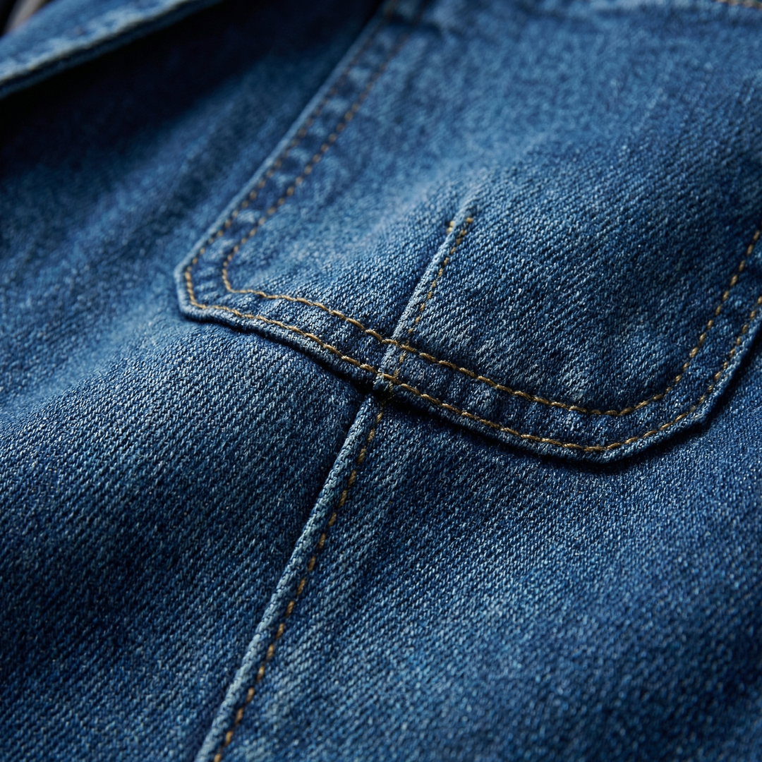 Men's Denim Tailored Blazer with Button Closure