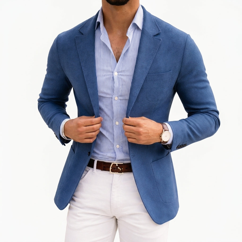 Men's Knit Blazer with Notch Lapel in Tailored Fit