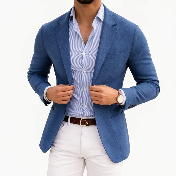 Men's Knit Blazer with Notch Lapel in Tailored Fit