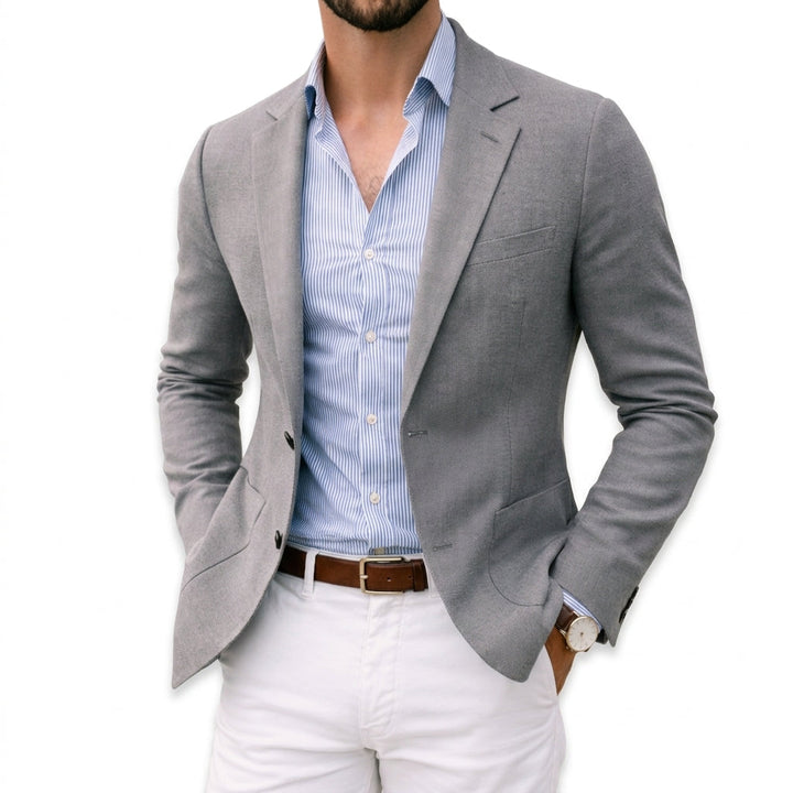 Men's Knit Blazer with Notch Lapel in Tailored Fit