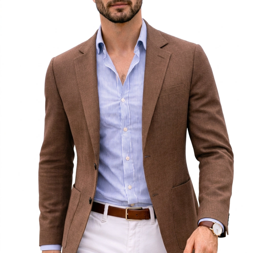 Men's Knit Blazer with Notch Lapel in Tailored Fit