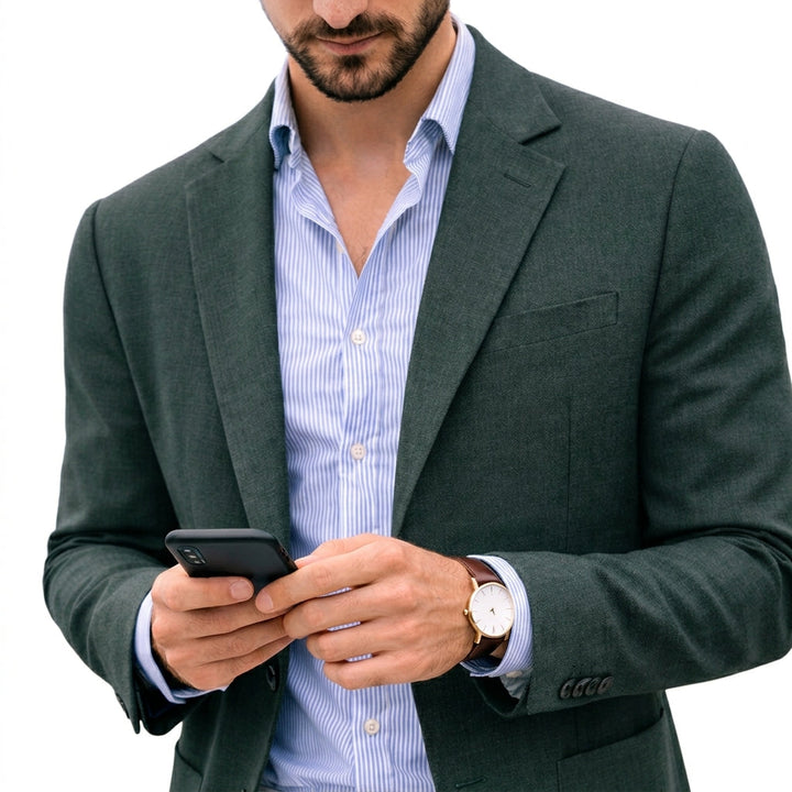 Men's Knit Blazer with Notch Lapel in Tailored Fit