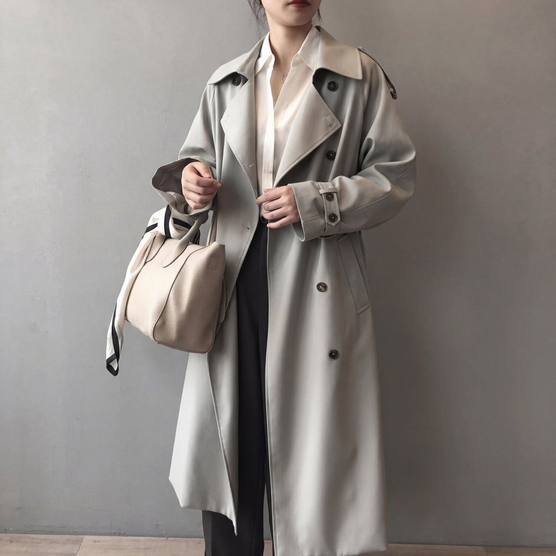 Women's Double Breasted Trench Coat with Relaxed Fit