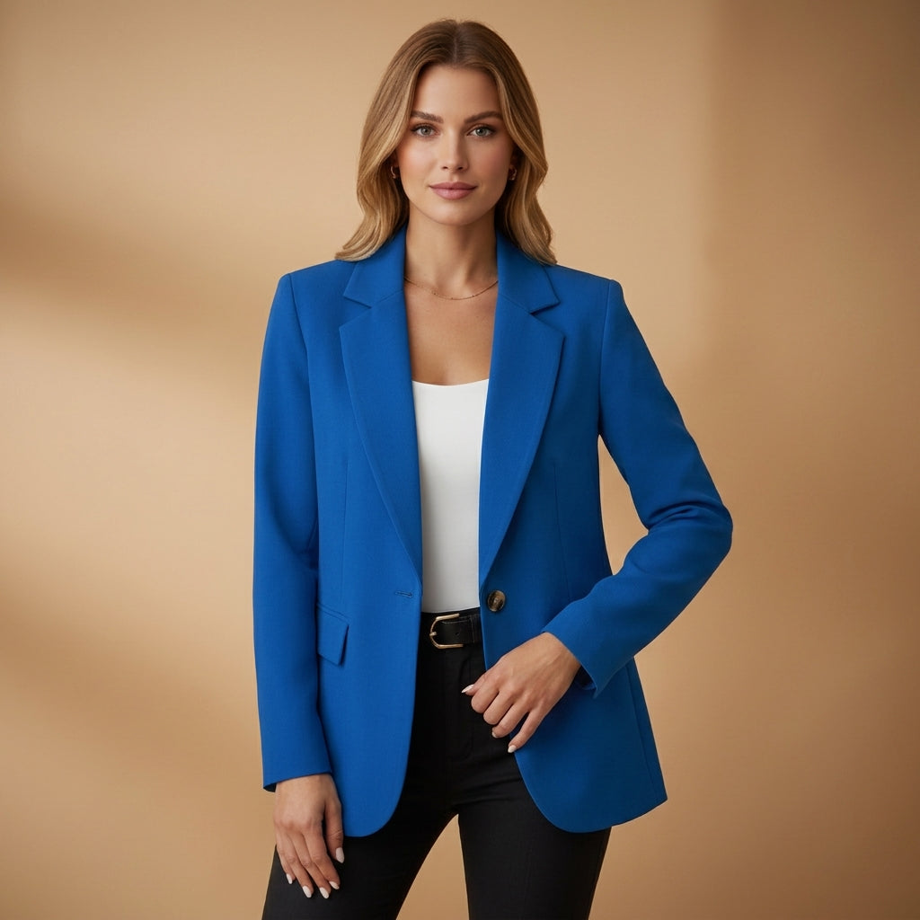 Women's Cotton Blend Tailored Blazer with Notched Lapel