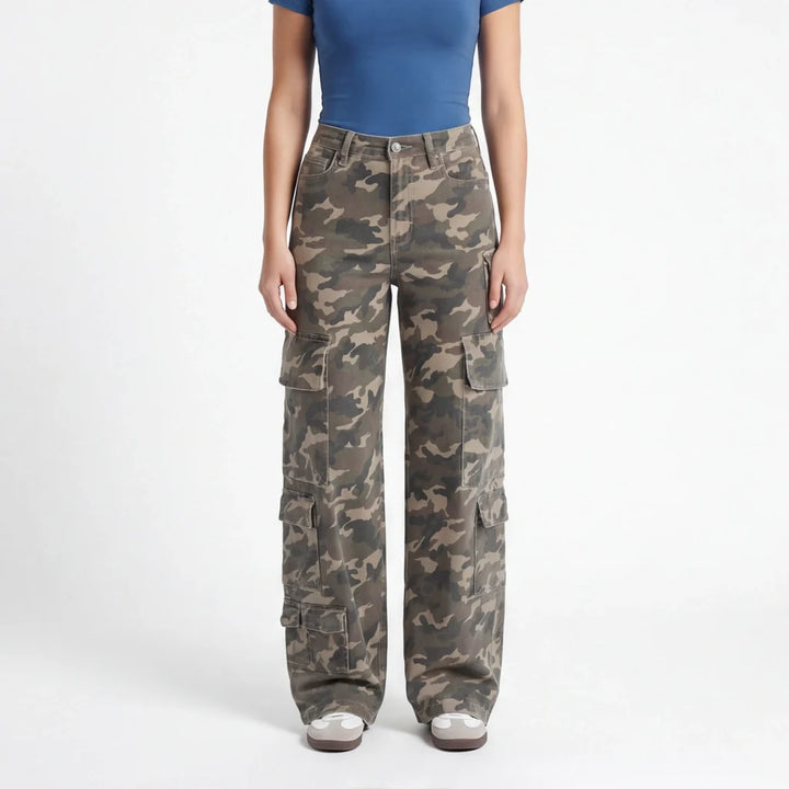 High Waisted Camo Cargo Pants