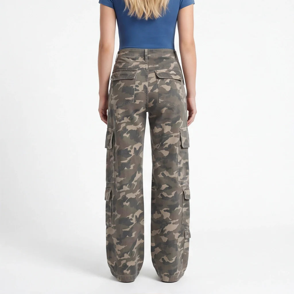 High Waisted Camo Cargo Pants