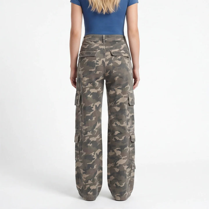 High Waisted Camo Cargo Pants