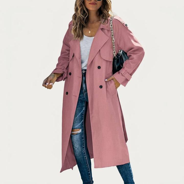 Women's Cotton Blend Double-Breasted Long Trench Coat