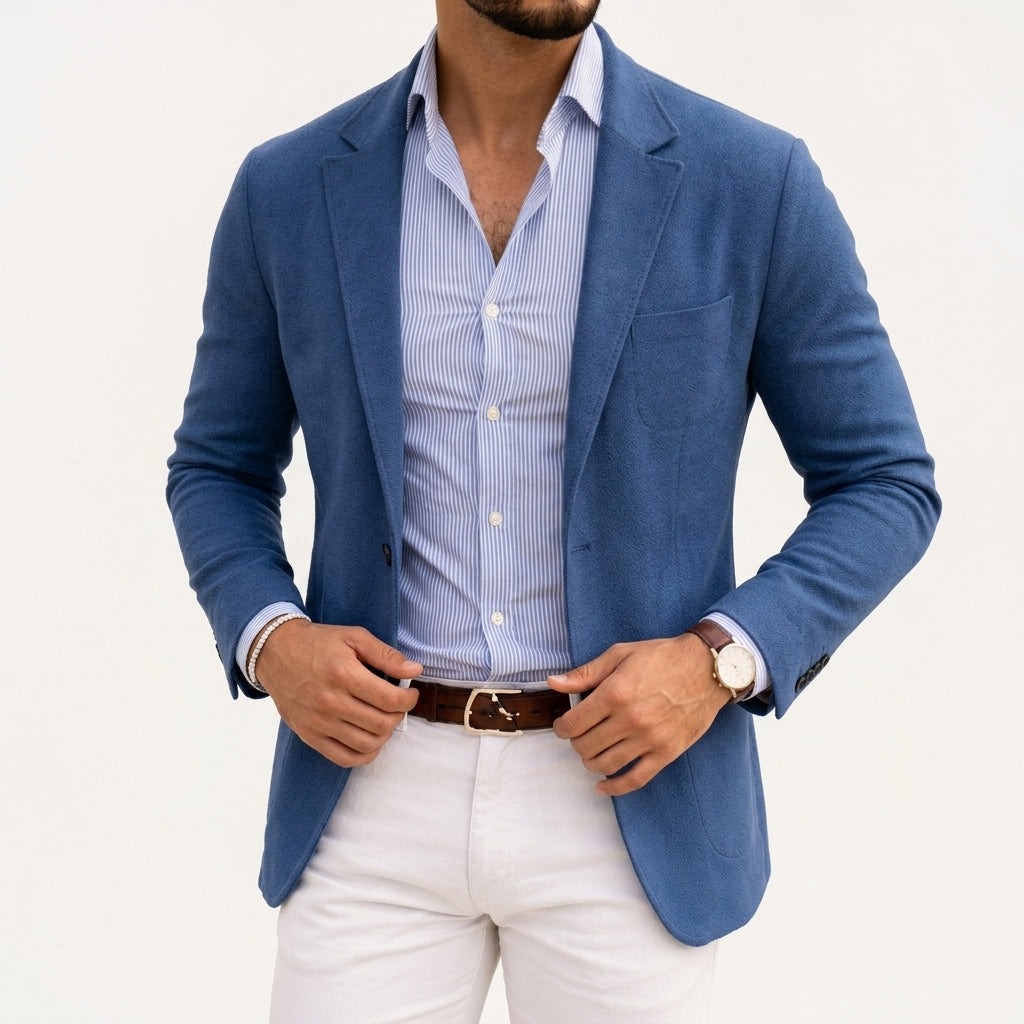 Men's Cotton Blend Knit Blazer in Modern Fit