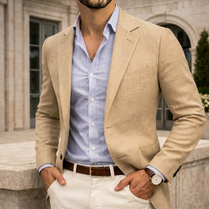 Men's Cotton Blend Knit Blazer in Modern Fit