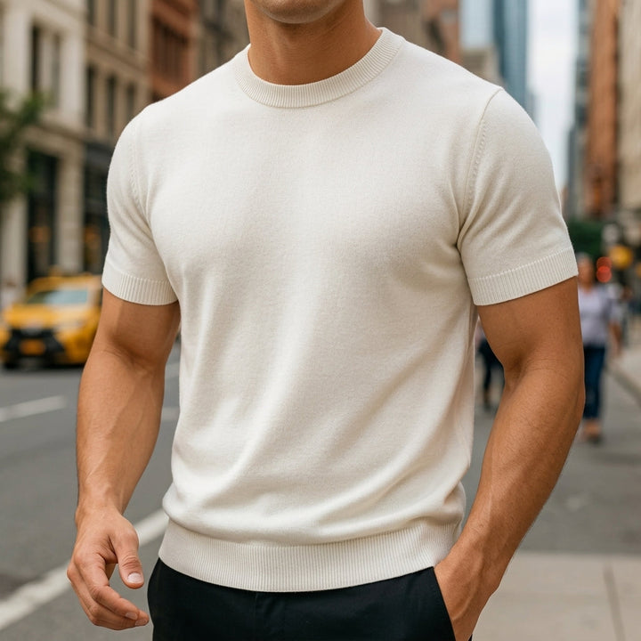 Short Sleeve Crew Neck Knit T-Shirt