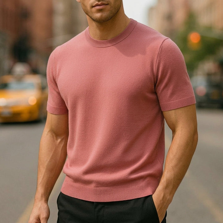Short Sleeve Crew Neck Knit T-Shirt