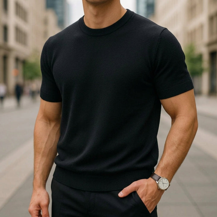 Short Sleeve Crew Neck Knit T-Shirt