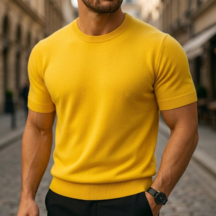 Short Sleeve Crew Neck Knit T-Shirt