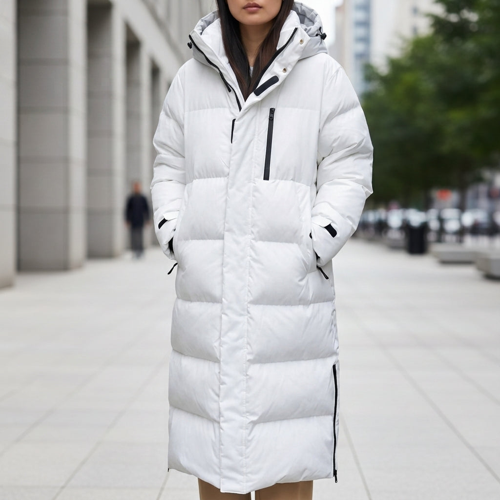 Women's Waterproof Long Hooded Puffer Parka