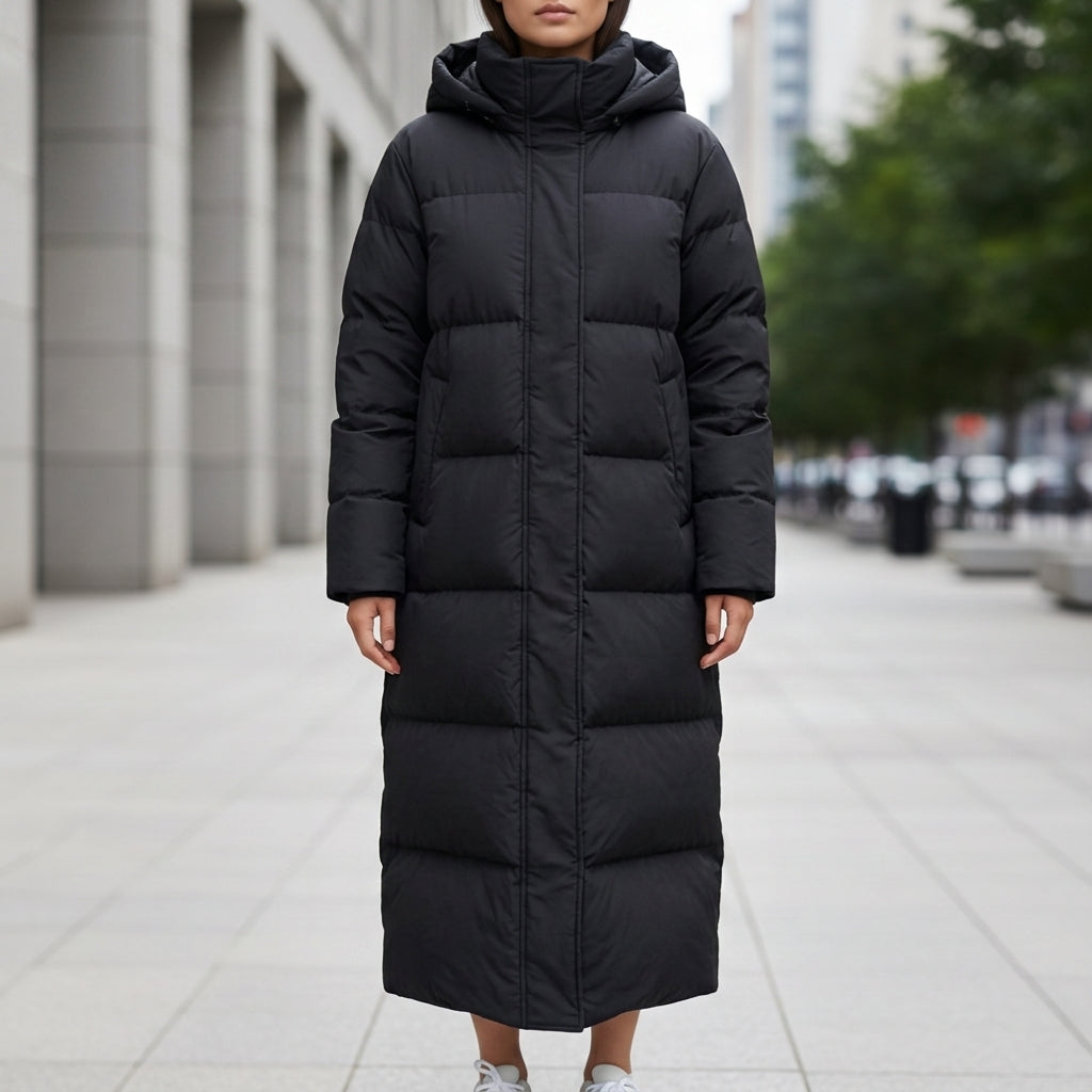 Women's Waterproof Long Hooded Puffer Parka