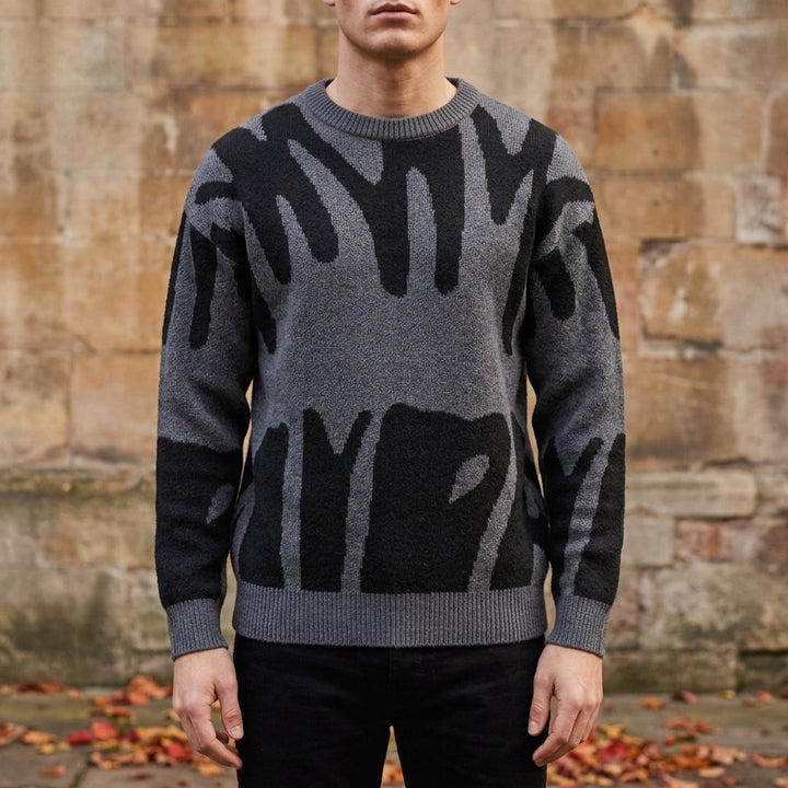 Men's Abstract Knit Crew Neck Sweater