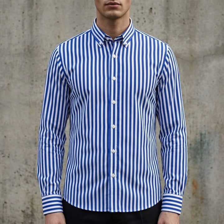 Men's Cotton Blend Striped Button-Up Shirt
