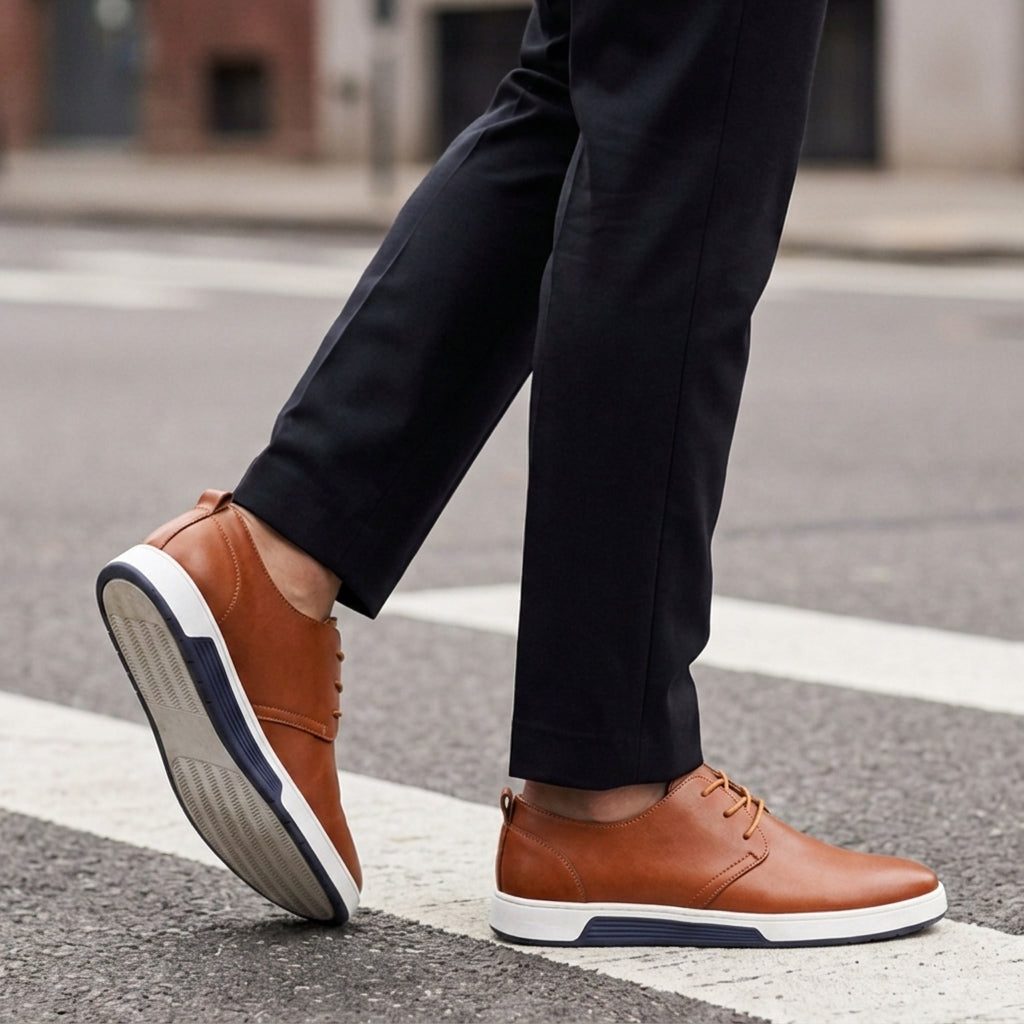 Men's Perforated Lace-Up Sneakers in Business Casual Style