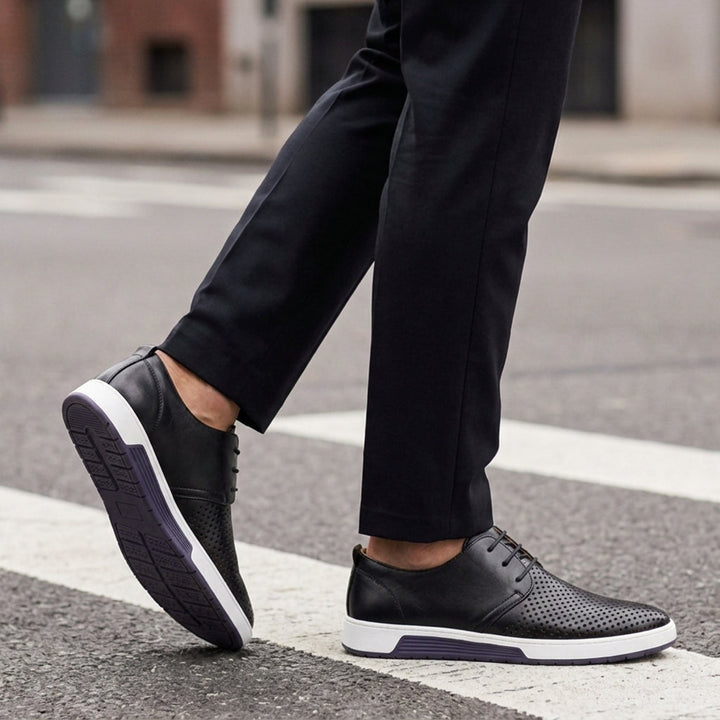 Men's Perforated Lace-Up Sneakers in Business Casual Style