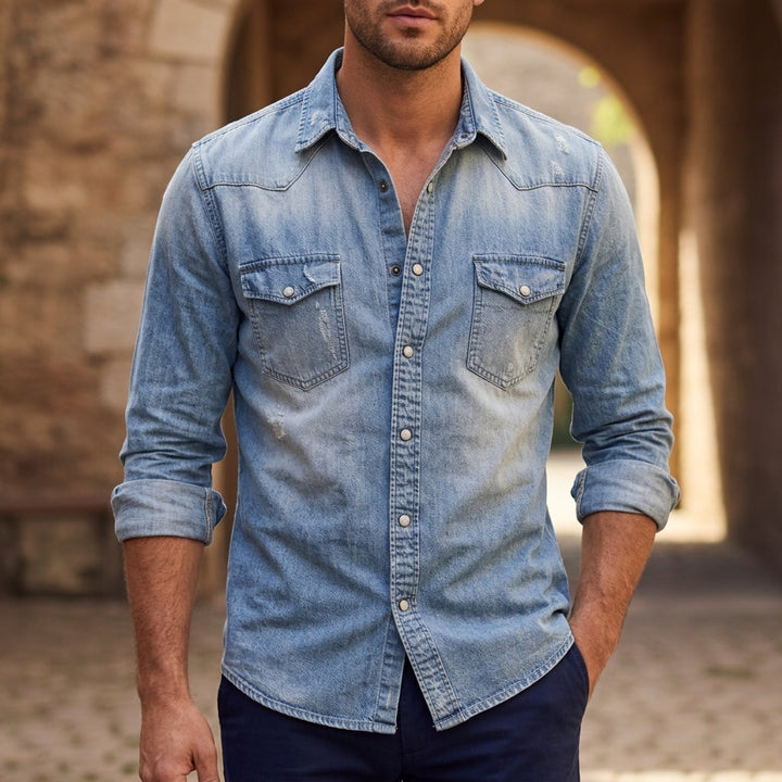 Men's Denim Button-Up Shirt in Slim Fit