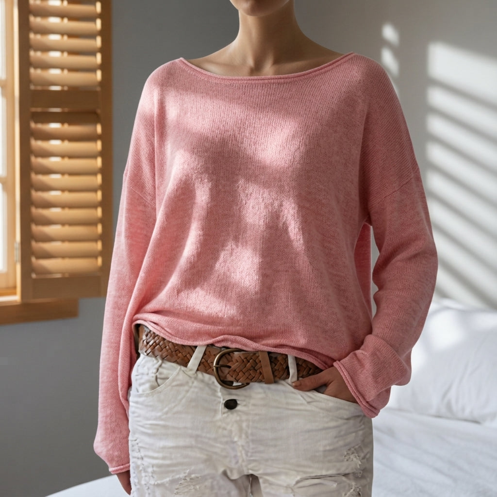 Women's Boat Neck Off-Shoulder Sweater in Loose Fit
