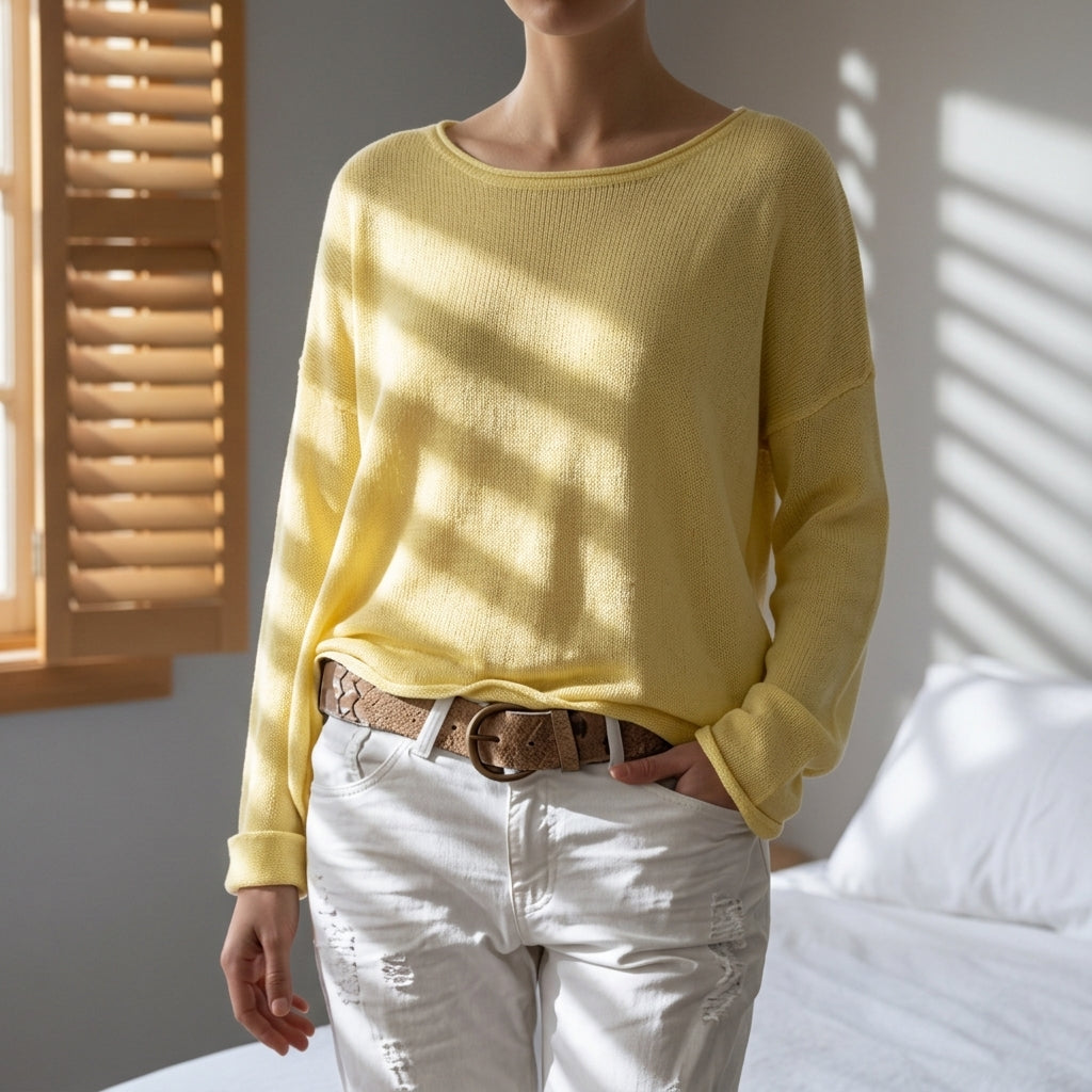 Women's Boat Neck Off-Shoulder Sweater in Loose Fit