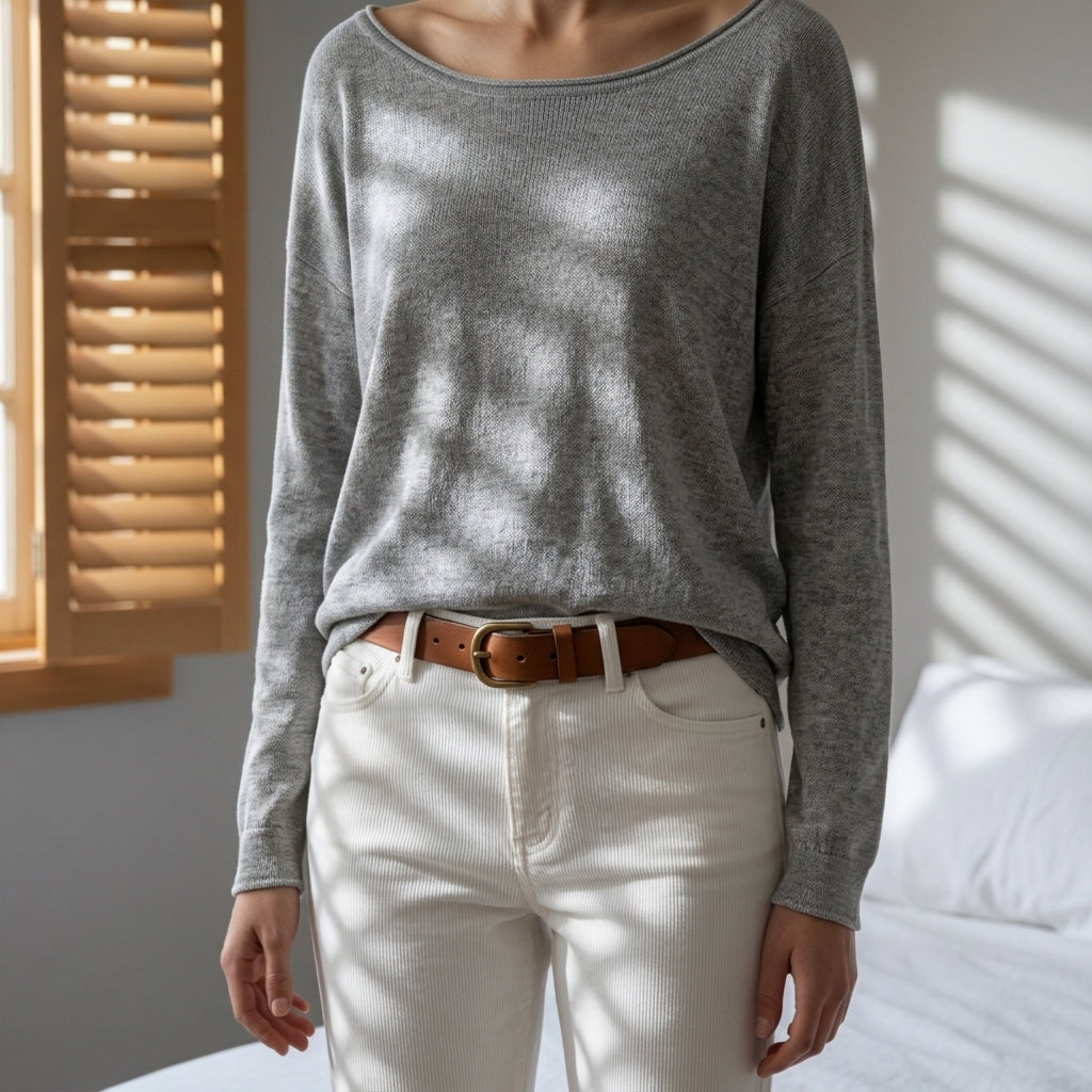 Women's Boat Neck Off-Shoulder Sweater in Loose Fit