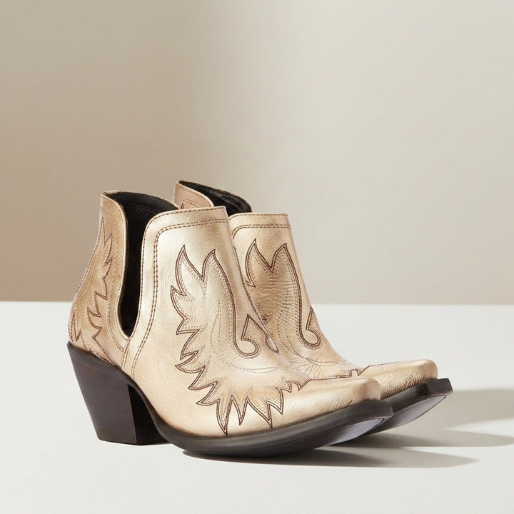 Women's Embroidered Western Ankle Boots with Pointed Toe