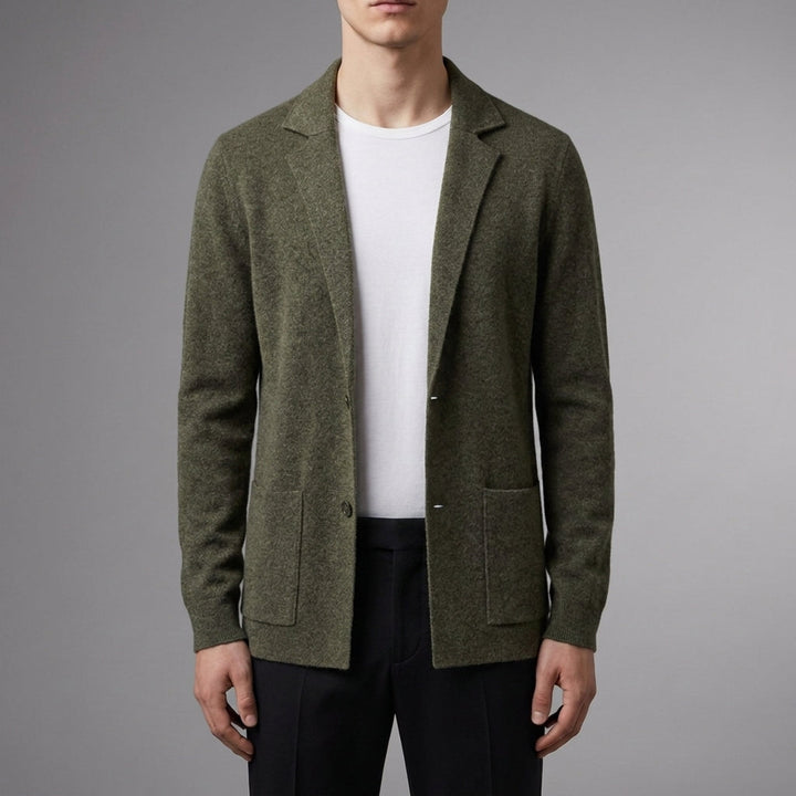 Men's Cashmere Blend Knit Blazer with Patch Pockets