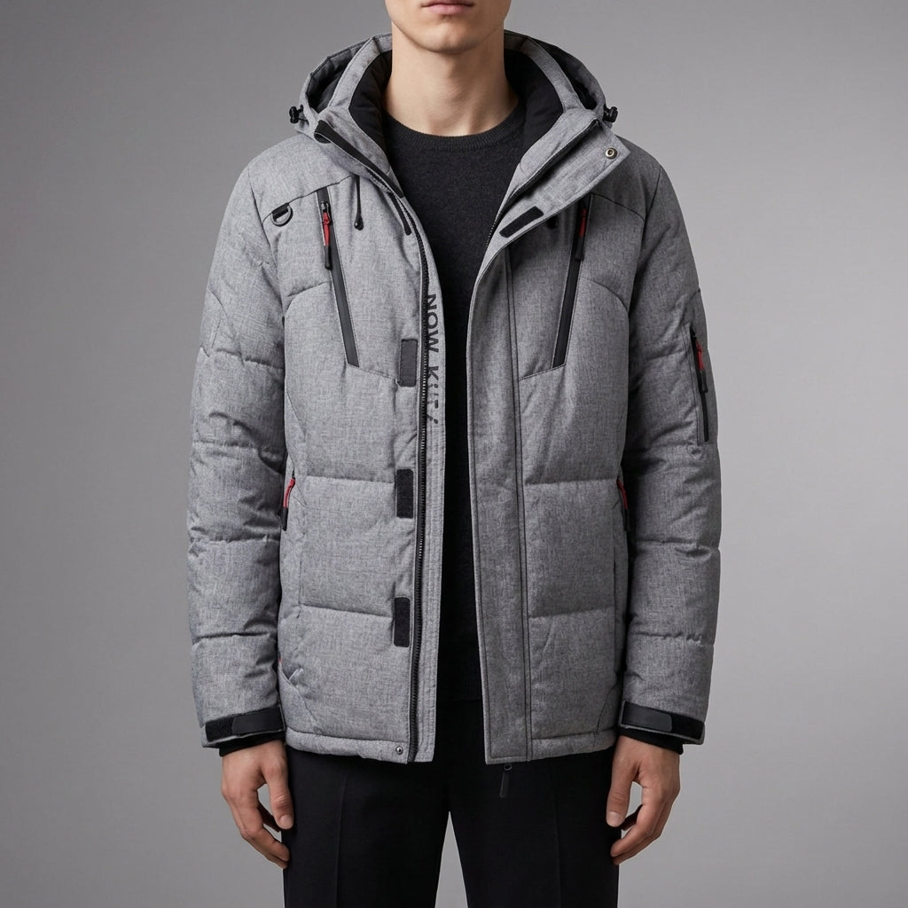 Men's Waterproof Insulated Hooded Parka with Zip Pockets