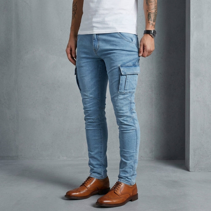 Men's Stretch Denim Cargo Jeans in Slim Fit