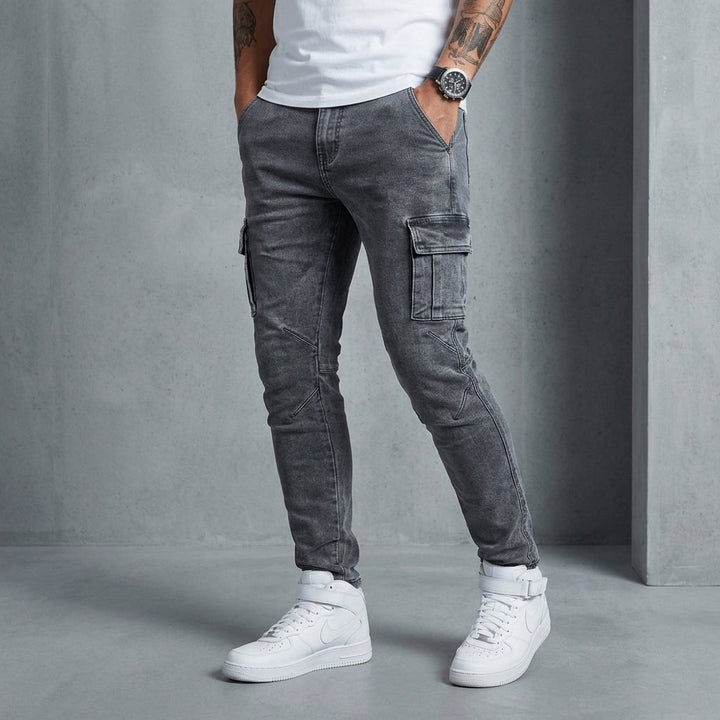 Men's Stretch Denim Cargo Jeans in Slim Fit