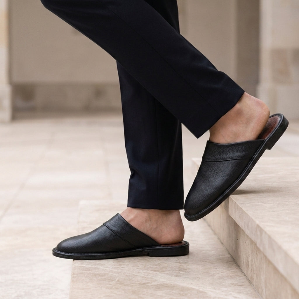 Men's Leather Slip-On Slippers