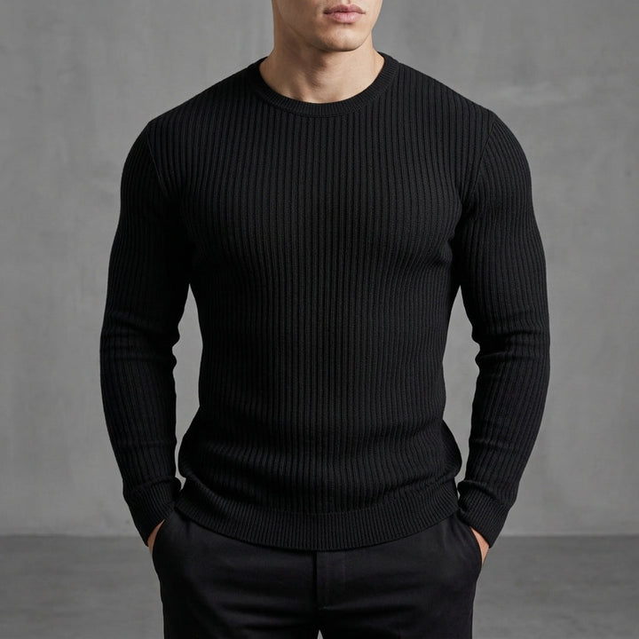 Men's Ribbed Knit Crewneck Sweater in Slim Fit