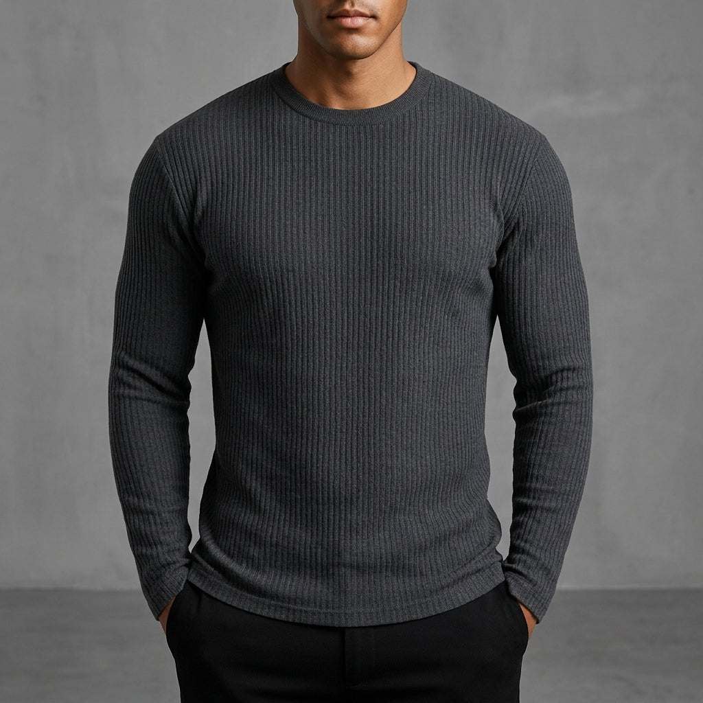 Men's Ribbed Knit Crewneck Sweater in Slim Fit