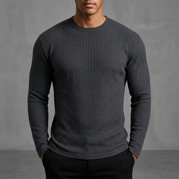 Men's Ribbed Knit Crewneck Sweater in Slim Fit