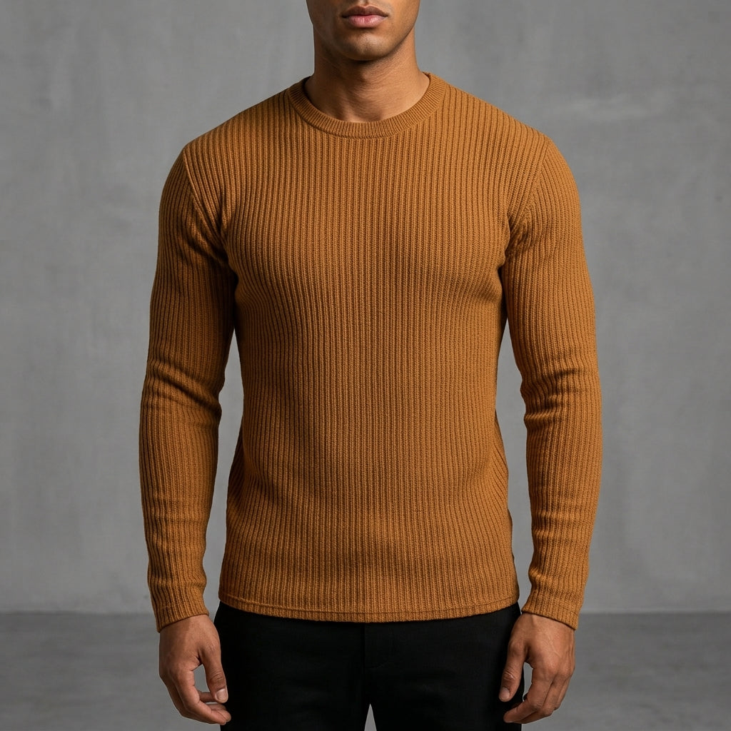 Men's Ribbed Knit Crewneck Sweater in Slim Fit