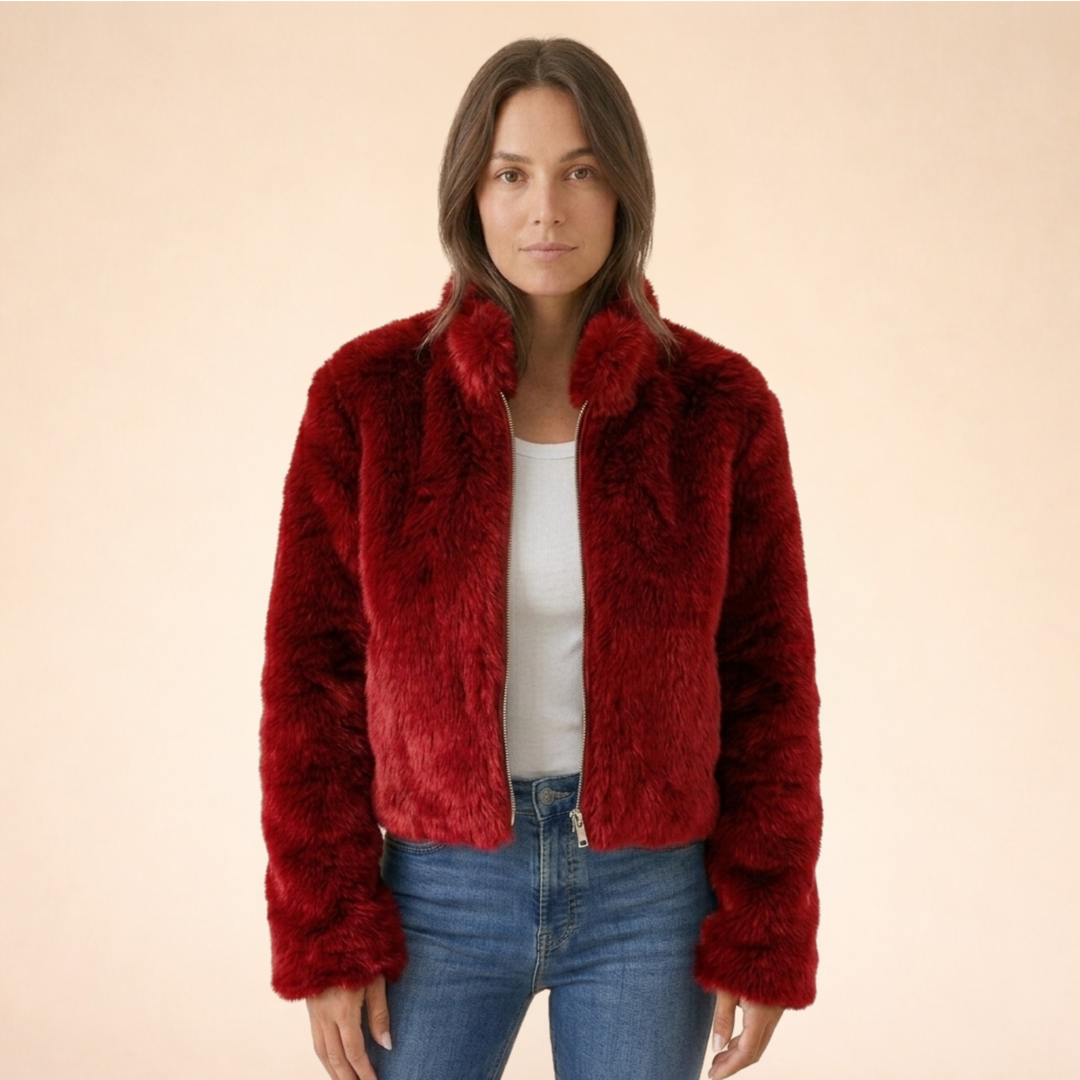 Plush Faux Fur Zip Up Jacket
