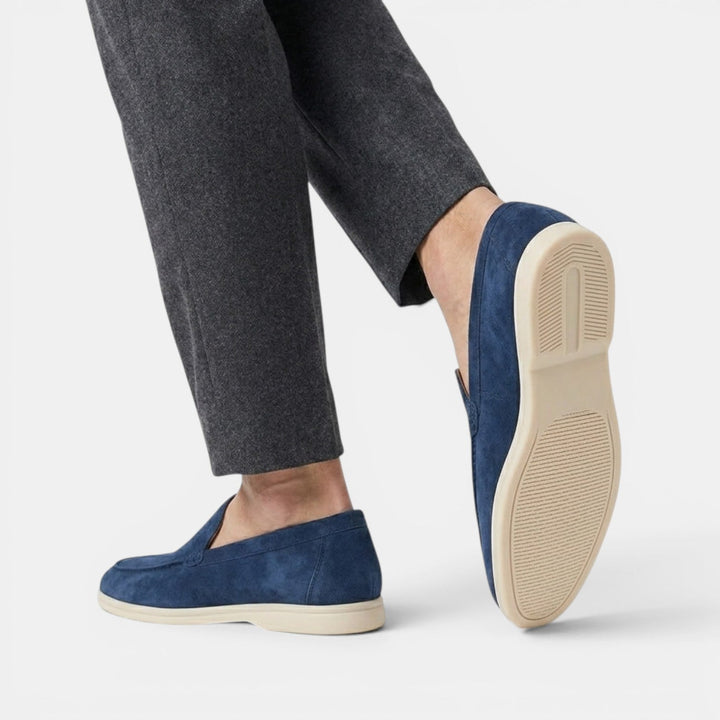 Men's Suede Moc-Toe Loafers with Contrast Sole