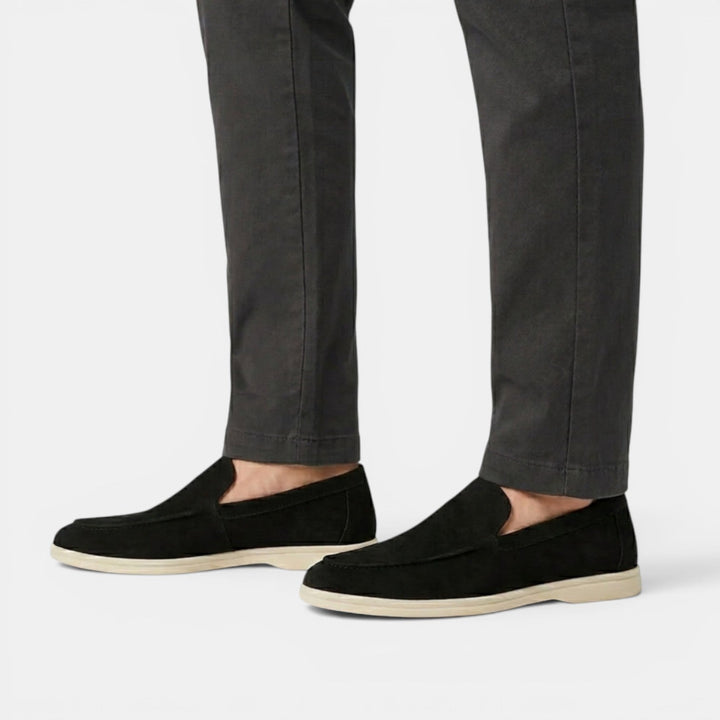 Men's Suede Moc-Toe Loafers with Contrast Sole