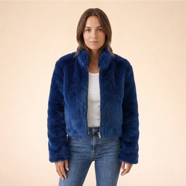 Plush Faux Fur Zip Up Jacket