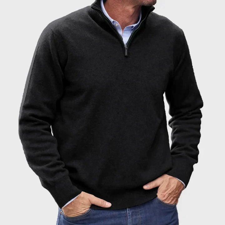 Men's Quarter Zip Mock Neck Sweater