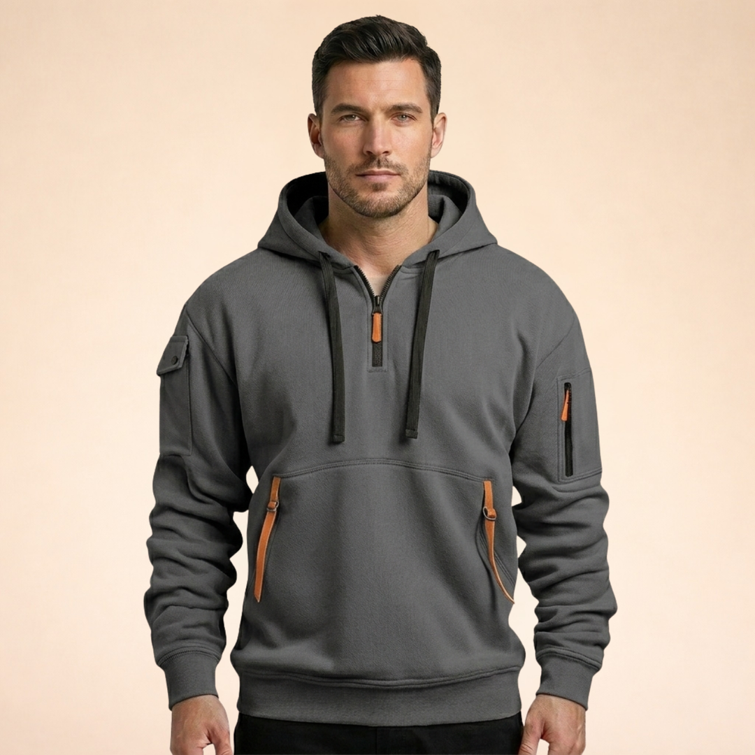 Men's Utility Quarter-Zip Hoodie with Zip Pockets