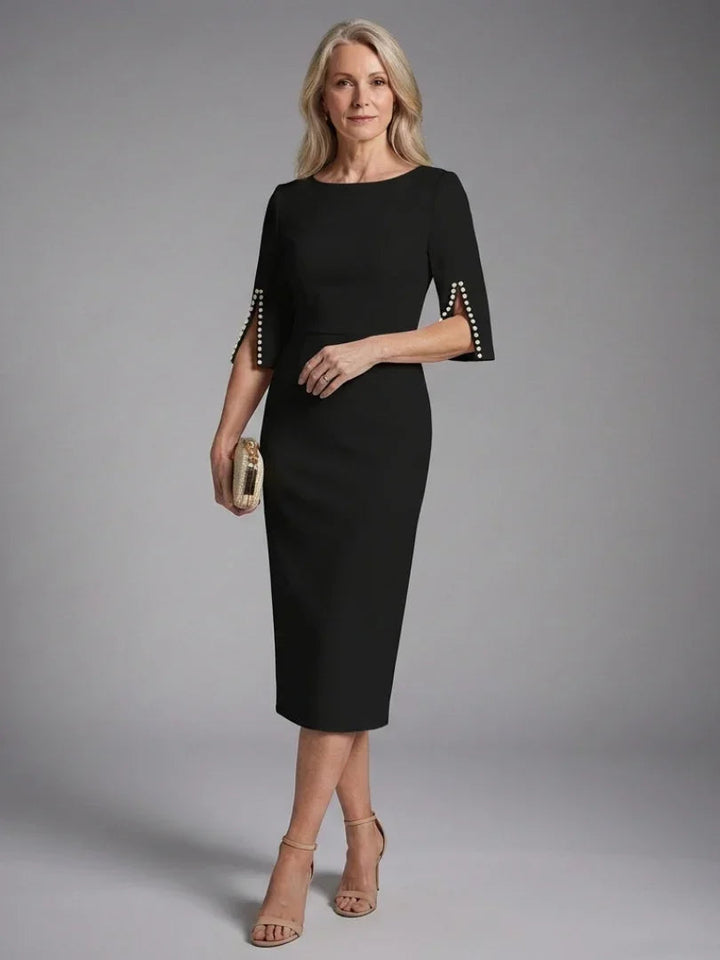 Women's Fitted Sheath Dress with Split Sleeves
