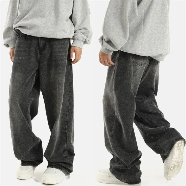Men's Wide Leg Denim Jeans in Vintage Black Wash